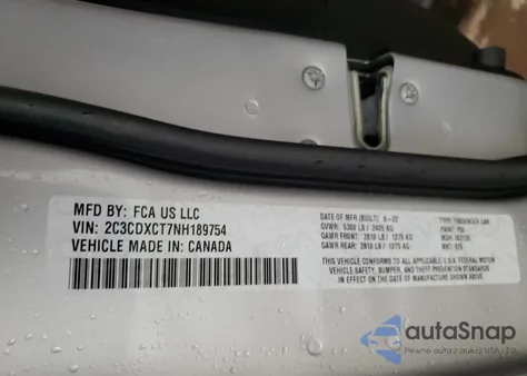 2022 Dodge Charger R/T z USA, uszkodzony, nr VIN 2C3CDXCT7NH189754